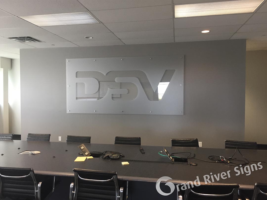 Conference Room 10ft etched glass logo sign – DSV – Grand Rapids MI
