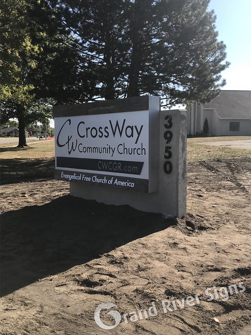 Custom Designed Monument Sign – Cross Way Community Church Grand Rapids MI