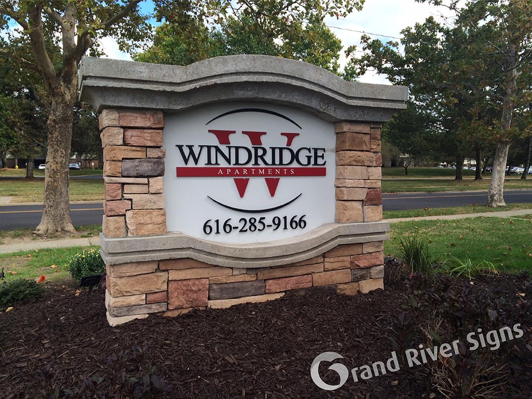 Custom Stone with Dimensional Letters – Windridge Apartments – Grand Rapids MI