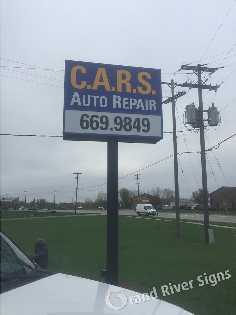 LED Cabinet Pylon Sign – CARS Auto Repair – Jenison MI