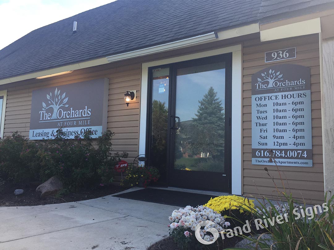 The Orchards Office Hours Sign – Grand Rapids MI