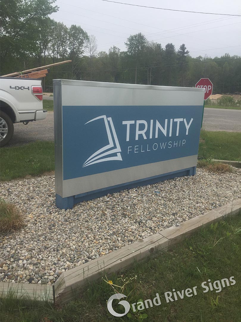 Trinity Fellowship Church Stainless Steel Entry Sign – Newaygo MI