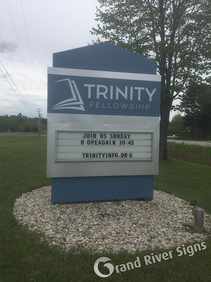 Trinity Fellowship Church Stainless Steel Monument Sign – Newaygo MI